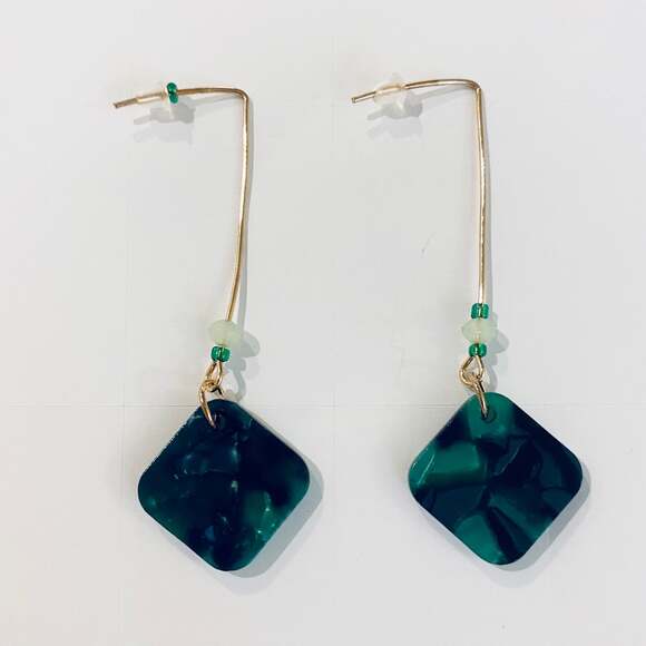 Jade Acrylic Fishhook Drop Earrings - Picture 1 of 2
